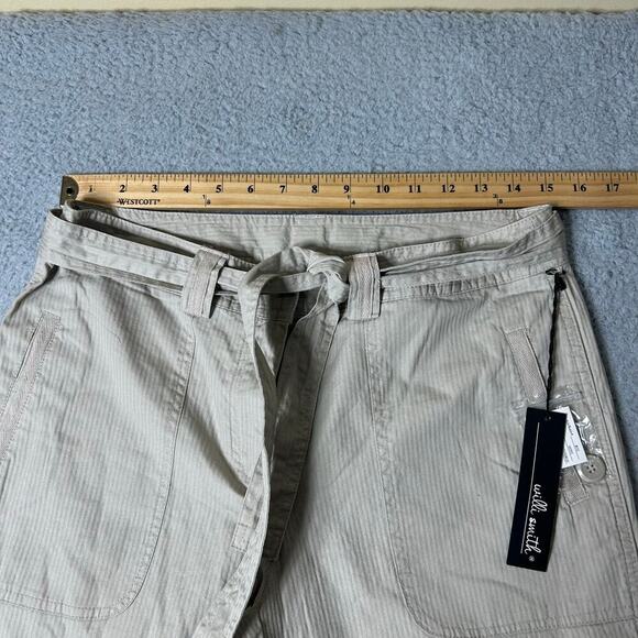 Willi Smith Pants Womens 8 Tan Tapered Capri Wide Leg Cotton Summer Vacation NEW - Picture 5 of 10